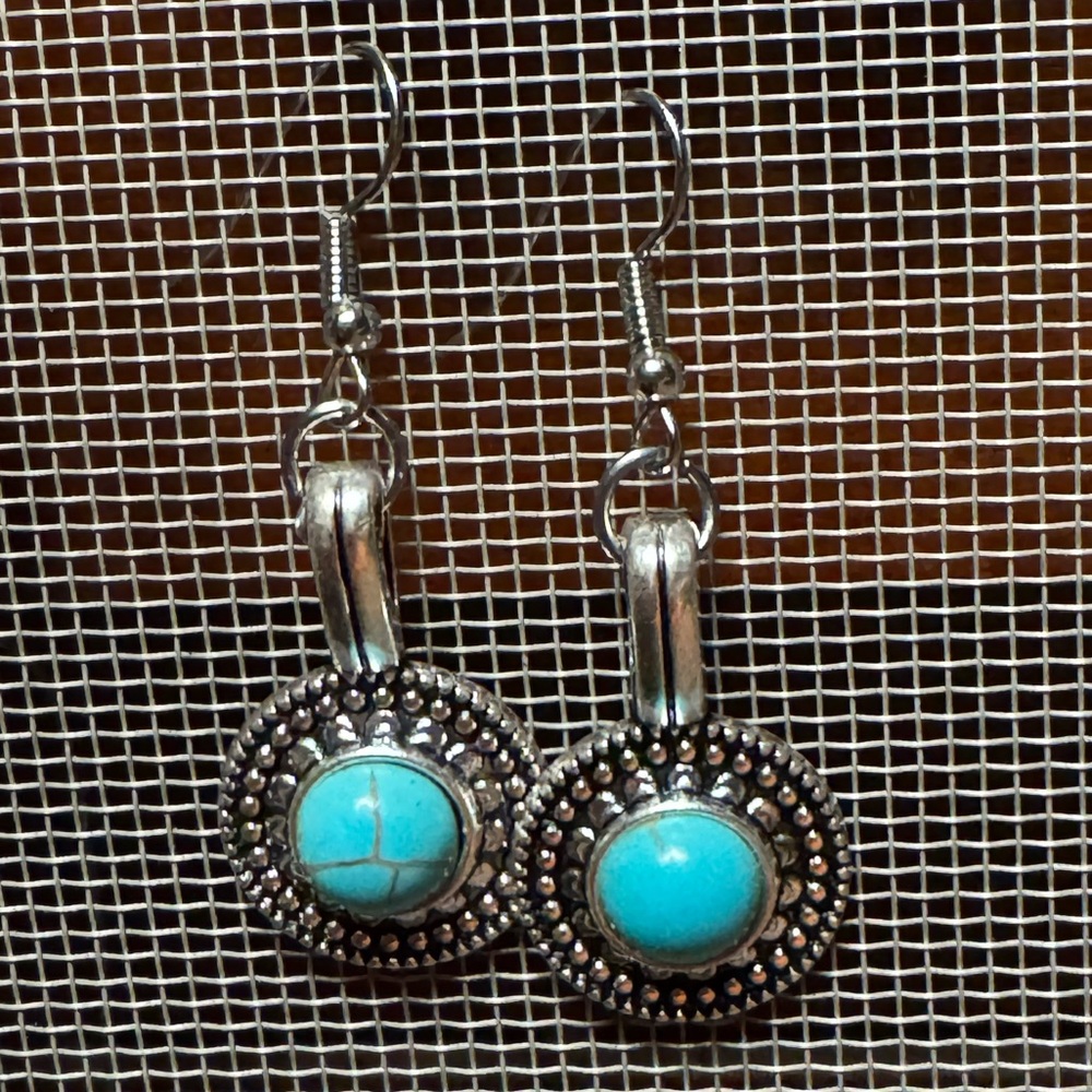 Turquoise and Silver Dangle Earrings